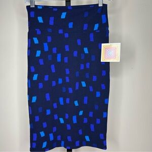 LuLaRoe Cassie Skirt-XS(2-4)NEW stretchy, lightweight, pencil‎ blue navy summer